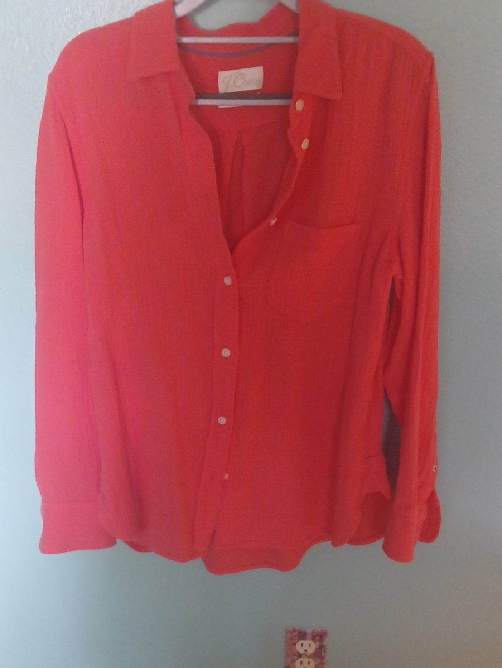 Coral/orange Lightweight Button-Up Shirt